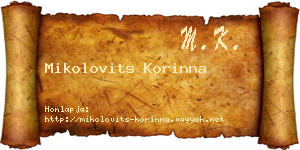Mikolovits Korinna névjegykártya